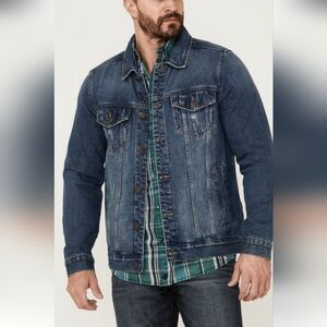 MOONSHINE SPIRITS BY BRAD PAISLEY. DENIM JACKET. DISTRESSED. MENS MED